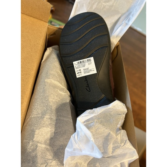 Clarks Cora Heather Burgundy Red Interest Camo 6 XW NEW Slip On Loafers - Picture 7 of 8